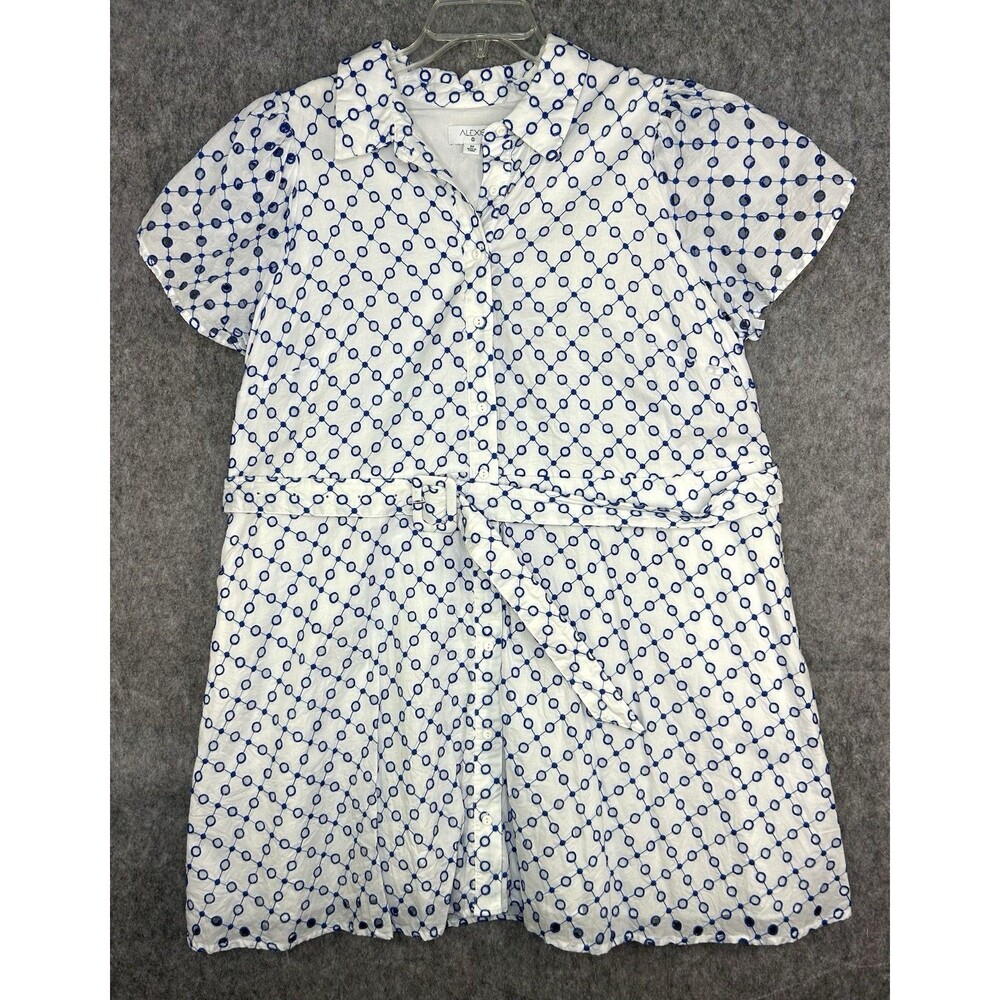 Alexis Target Dress Women 2X Blue Short Sleeve Tulip Eyelet Embroidered